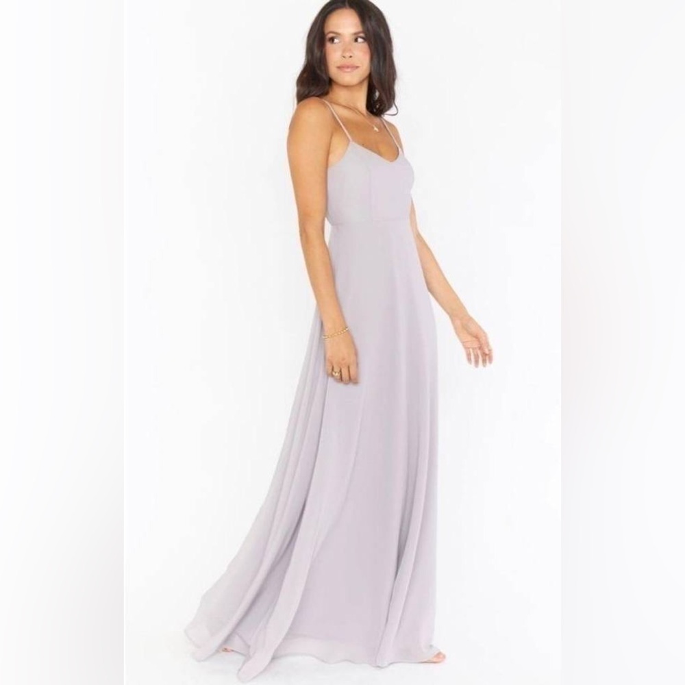 Show Me Your Mumu Wedding Faith Maxi Gown Large sleeveless dove grey chiffon New